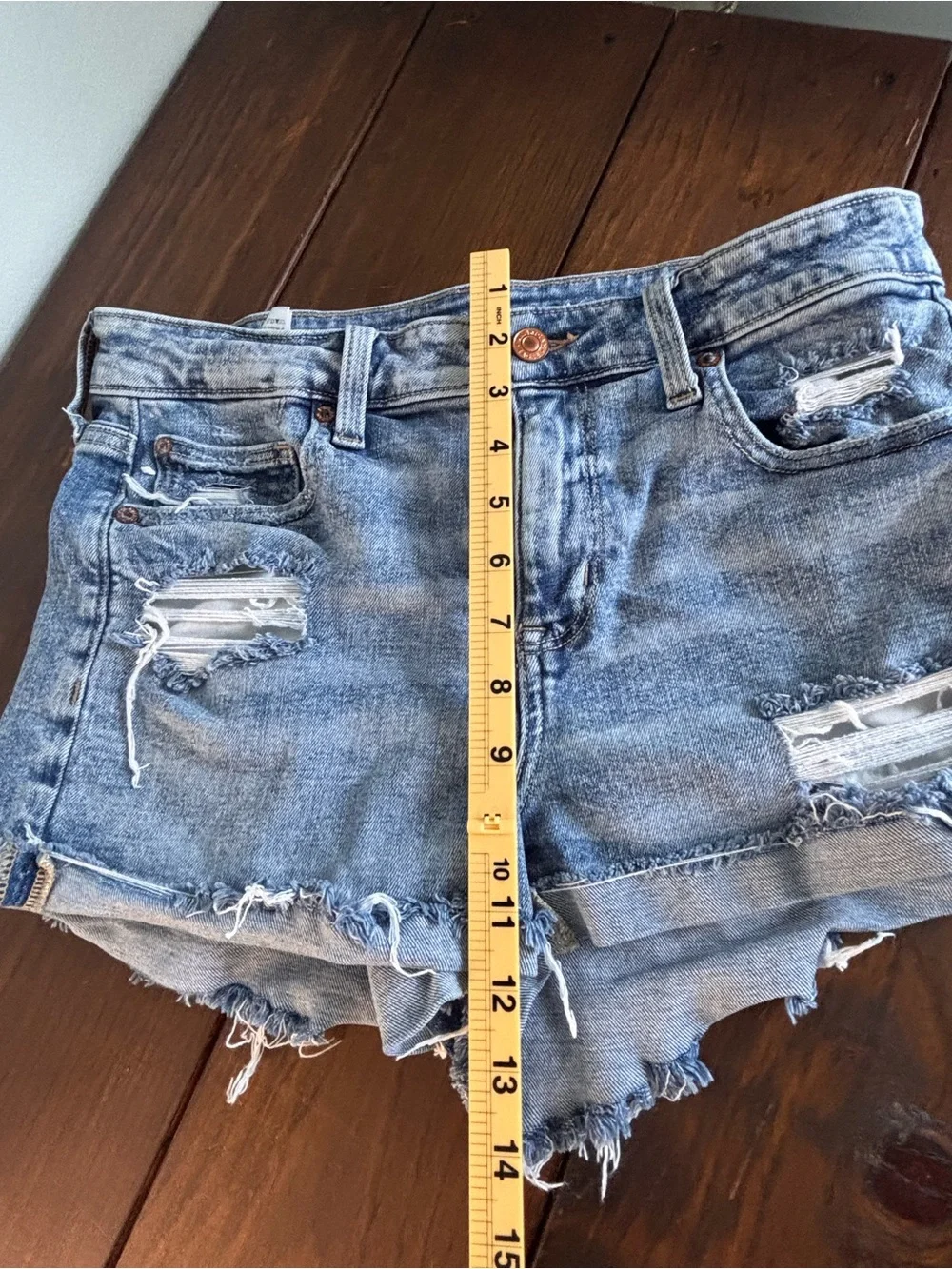 American Eagle Outfitters Jean Shorts Distressed Light Blue SZ 8